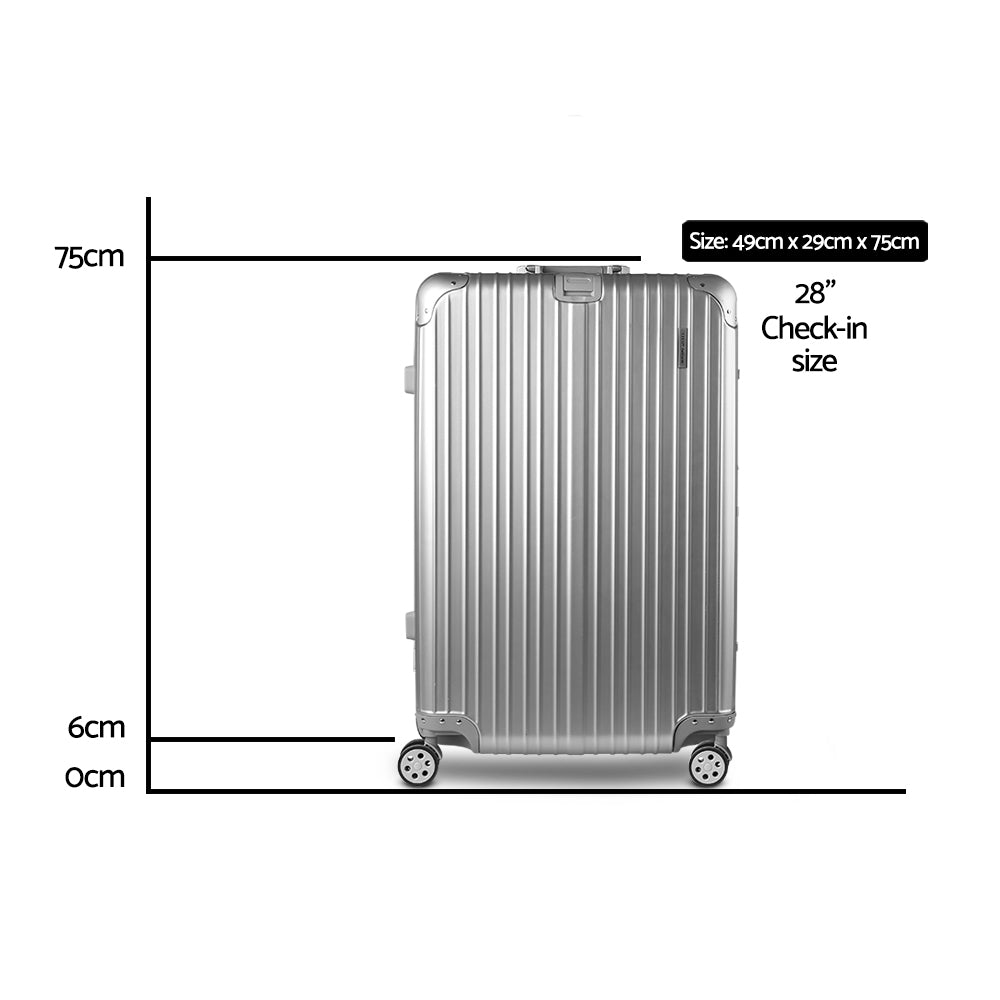 Wanderlite 28 Inch Luggage with TSA Lock Stainless�Steel�Wrapped�Corners Hard Shell Travel Suitcase