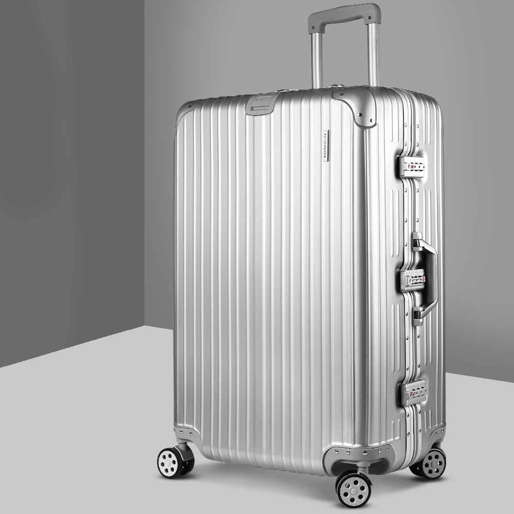 Wanderlite 28 Inch Luggage with TSA Lock Stainless�Steel�Wrapped�Corners Hard Shell Travel Suitcase