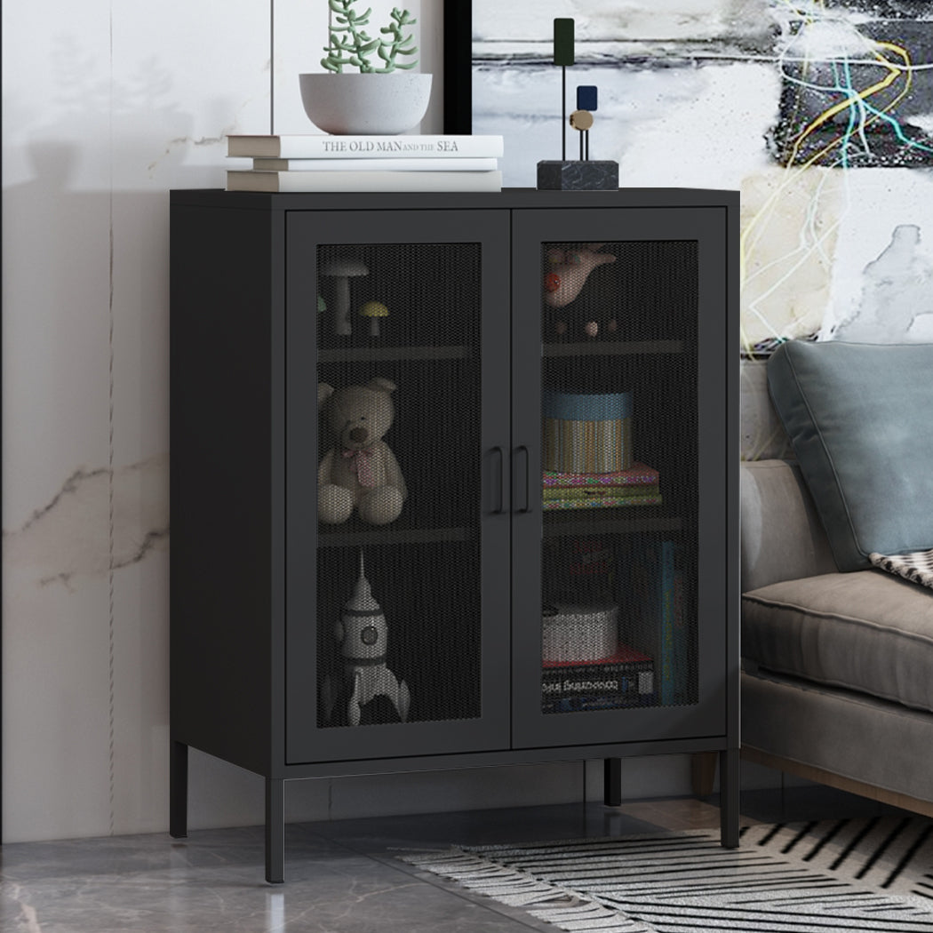 Levede Storage Cabinet Steel Kitchen Black-2006733266635329543