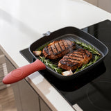 Toque Cast Iron Square Grill Pan with Spouts Cookware - Rear View