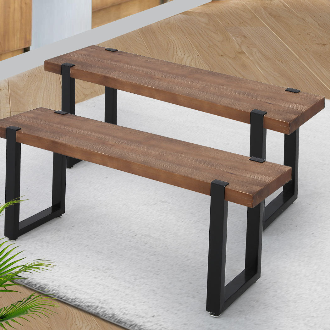 Levede 2x Dining Bench Chairs Wooden 115cm-1954802981413195782