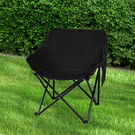 Levede Folding Camping Moon Chair Lightweight Black-2018816697703731206