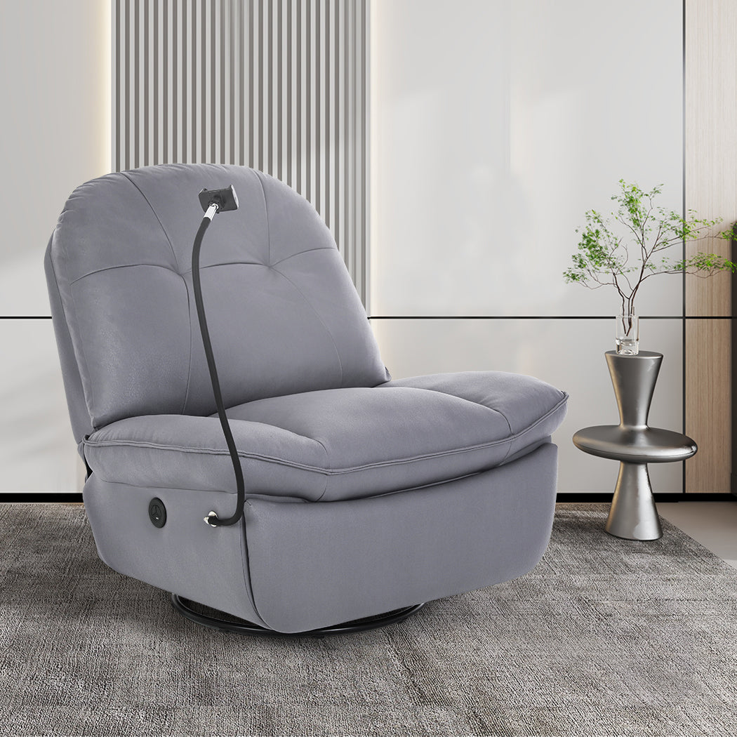 Levede Electric Chair Recliner Swivel Grey-1954802891491512326