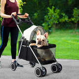 PaWz Large Pet Stroller Dog Cat Carrier Black - Rear View