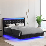 Levede Floating Bed Frame Queen with Headboard LED Lights Mattress Base - Rear View