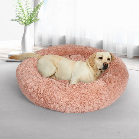 PaWz Pet Bed Cat Dog Donut Nest Calming S Pink Small-2006733198293340166