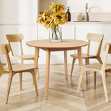 Levede Dining Table Round Rubberwood Base 100cm Natural 100 CM - Rear View