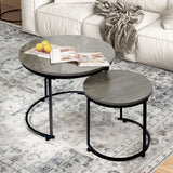 Levede Round Nesting Table Coffee Table Wood Side Table - Rear View