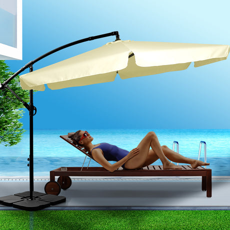 Mountview 3M Outdoor Umbrella Beach Beige With Base-1954802877163769862