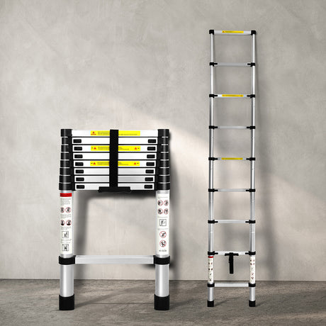 Traderight Multipurpose Ladder Telescopic 2.6M Silver 2.6 Meter-2006733178592694278