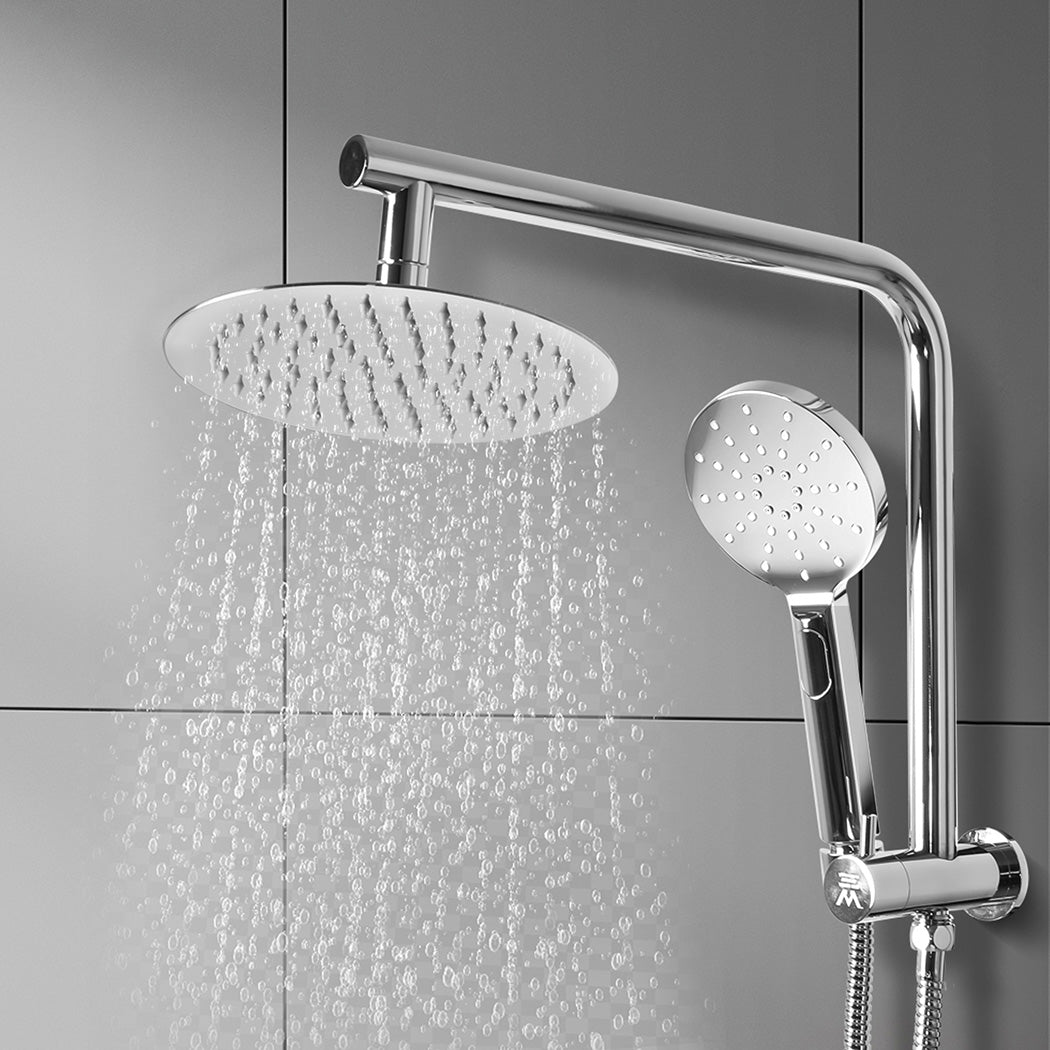 Shower Head High Pressure Set Rain Round Silver-2018816876871815174