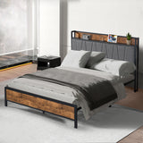Levede Double Bed Frame Tufted Headboard USB Charge-2006732834424885254
