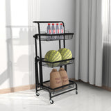 Levede 3 Tier Kitchen Trolley Cart Swivel Black Colour - Rear View