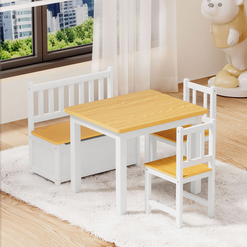 Bopeep Kids Table and Chairs Set Wooden Study Play 4PCS-2006732702346252294