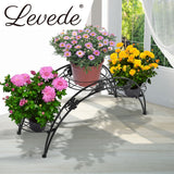 2X Plant Stand Outdoor Indoor Metal Black - Rear View