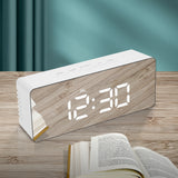 Alarm Clock Digital Led Mirror Desk Silver - Rear View