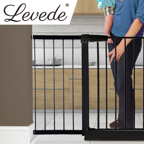 Levede Baby Safety Gate Adjustable Pet Black 45cm Extension-2018816650404564998