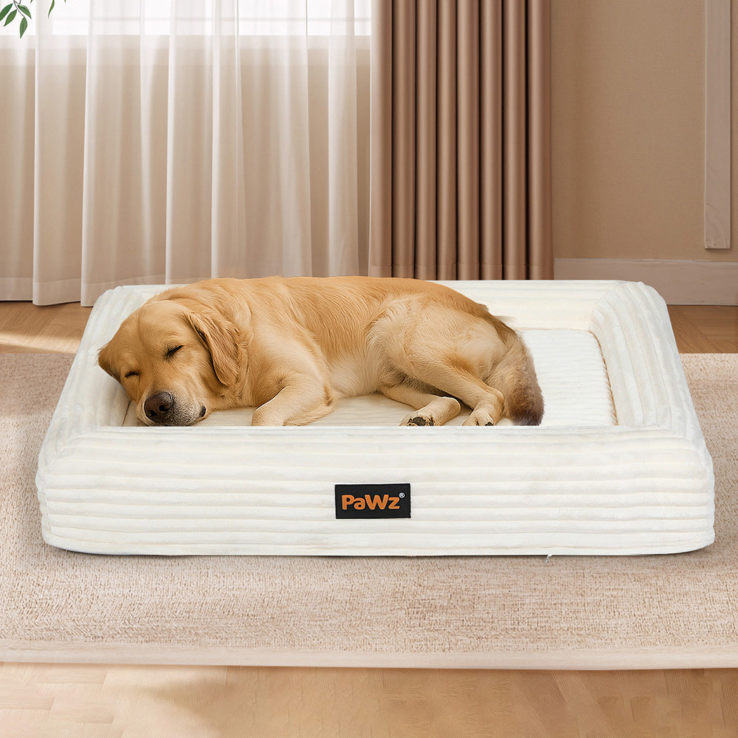 Pawz XL Size Orthopedic Dog Bed with Corduroy Removable Cover Waterproof Washable Beige-2018816827228033030