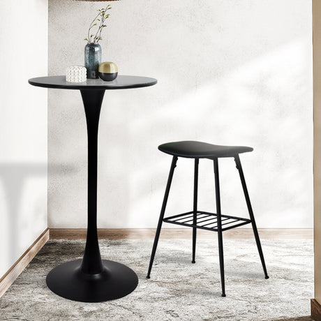 Levede 2x Round Bar Table Pub Tables Black-2018816908509450246