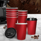 100 Pcs 16oz Disposable Takeaway Coffee Red - Rear View
