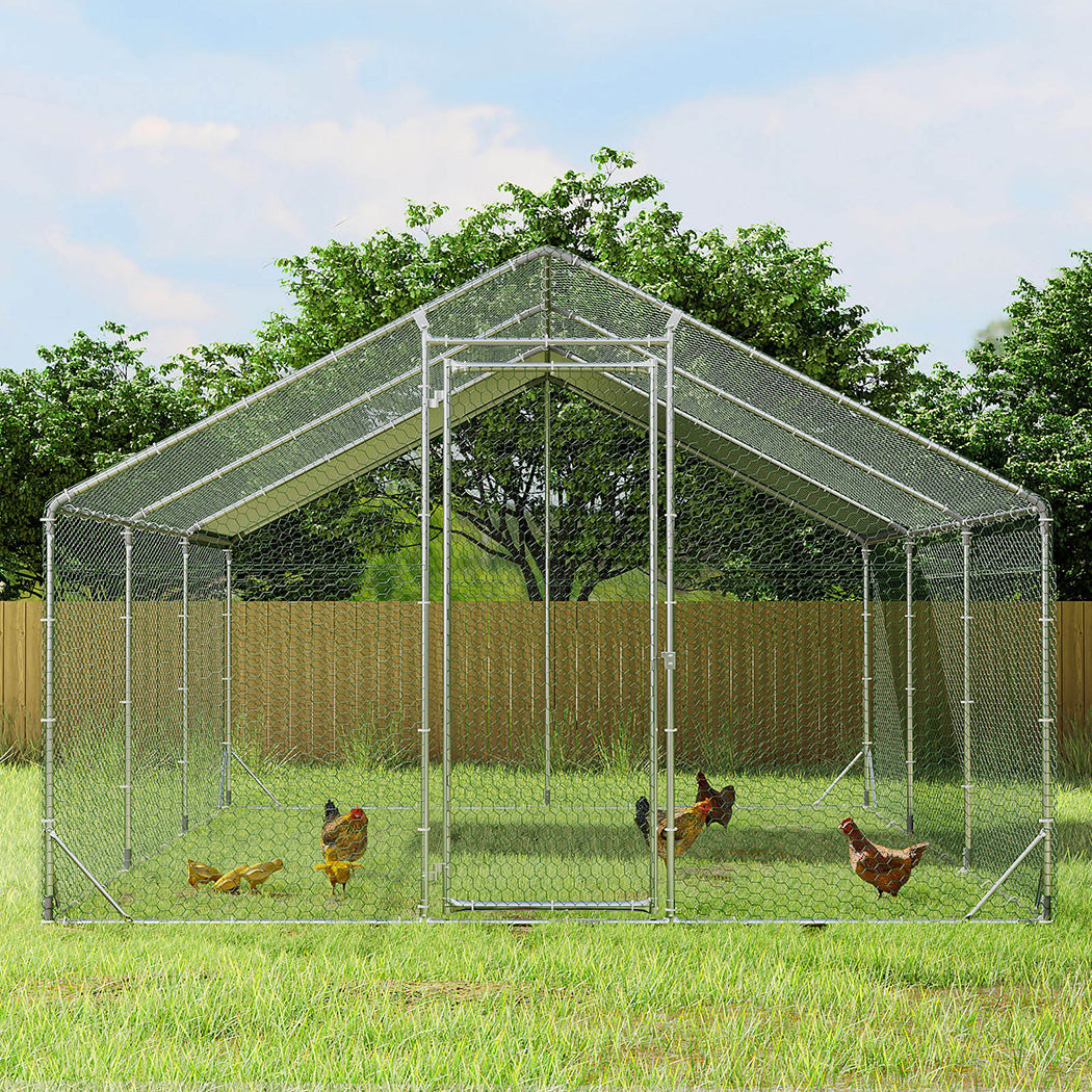 Pawz 600x300x194cm Large Metal Walk-in Chicken Coop Cage-1954802467329937414