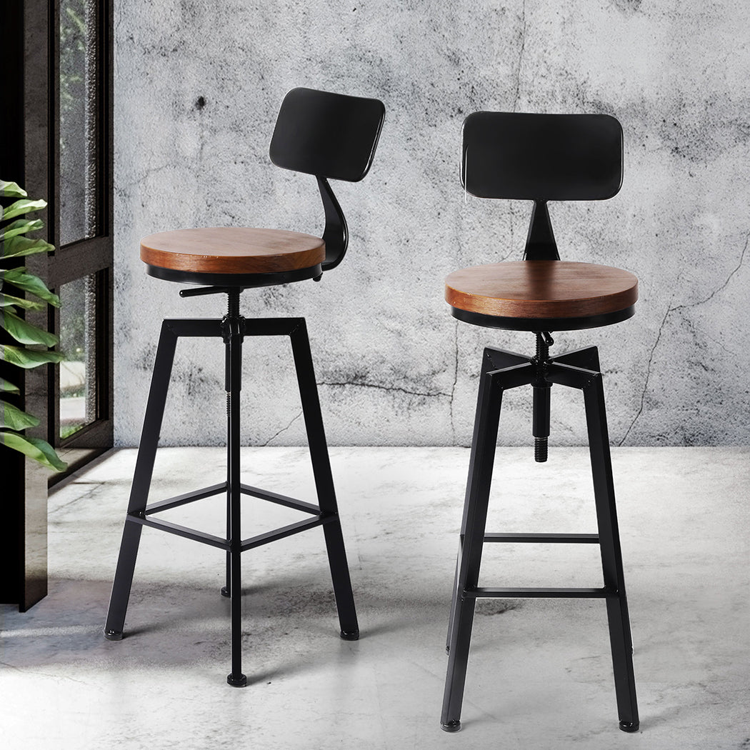 Levede 4x Bar Stool Kitchen Wooden Metal-2018816932970631174