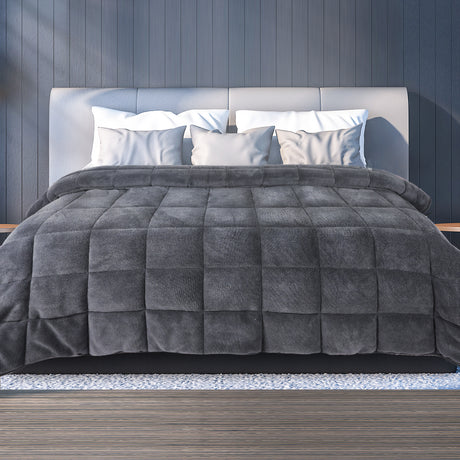 DreamZ Quilt Doona Comforter Blanket Grey Super King-1954802584338436102