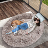 TheNapBed 1.8m Human Size Pet Bed Fluffy Brown - Close-Up Angle