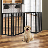 PaWz 4 Panels Wooden Pet Gate Dog Fence Black 600x 3MM - Rear View