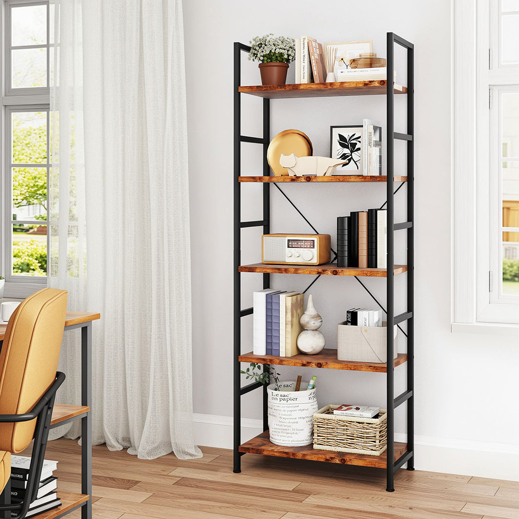Levede 5-Tier Industrial Bookshelf Bookcase 157.5cm-1960920171552051206