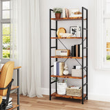 Levede 5-Tier Industrial Bookshelf Bookcase 157.5cm - Rear View