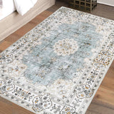 Marlow Floor Rug Short Pile Washable Vintage Carpet Soft Plush Non Slip 200x290 - Rear View