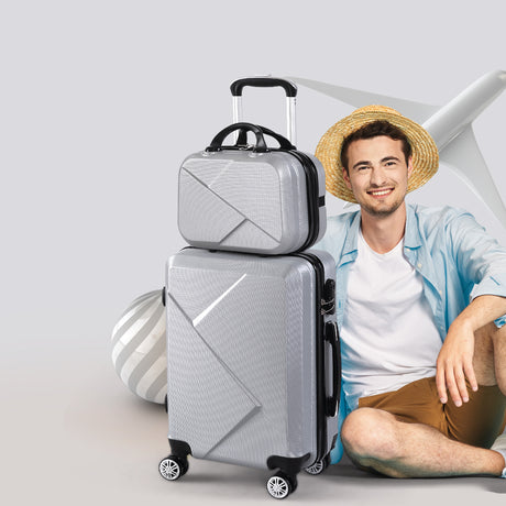 Slimbridge 2pcs 20"Travel Luggage Set Grey-2006733062309810182