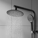 High Pressure Shower Head Set Rain Round Black-2006733239775006726