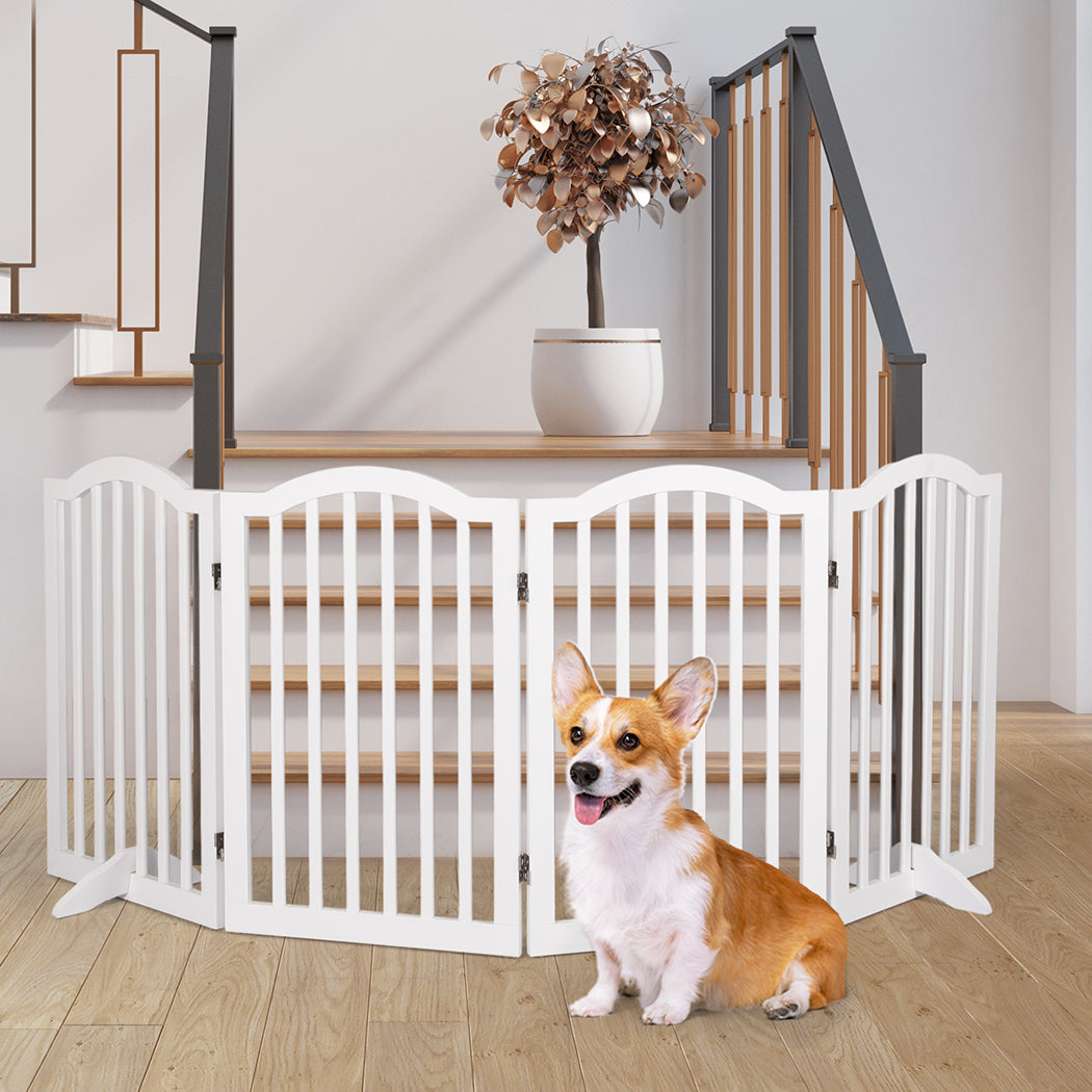 PaWz Wooden Pet Gate Dog Fence Safety White-2006732982756446214