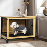 PaWz Wooden Wire Dog Kennel Side End M Medium - Rear View