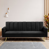 Levede Sofa Bed Convertible Velvet Lounge Recliner Couch Sleeper 3 Seater Black - Rear View