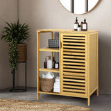 Levede Bathroom Bamboo Storage Cabinet Natural - Close-Up Angle