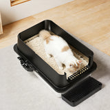 Pawz Stainless Steel Large Enclosed Cat Litter Box - Rear View