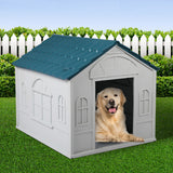 PaWz Dog Kennel Outdoor Indoor Pet Plastic L Blue - Rear View