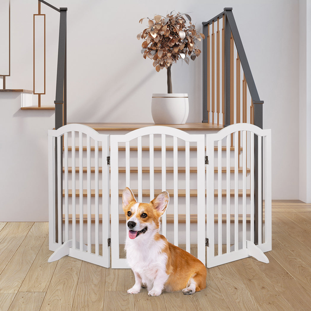 PaWz Wooden Pet Gate Dog Fence Safety White-2006732982576091142