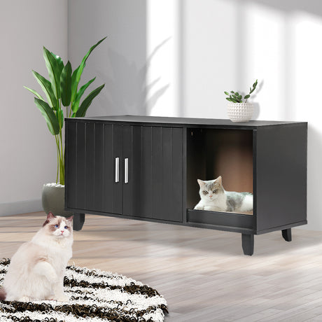 PaWz Enclosed Cat Litter Cabinet Box Black-1954802551970992134