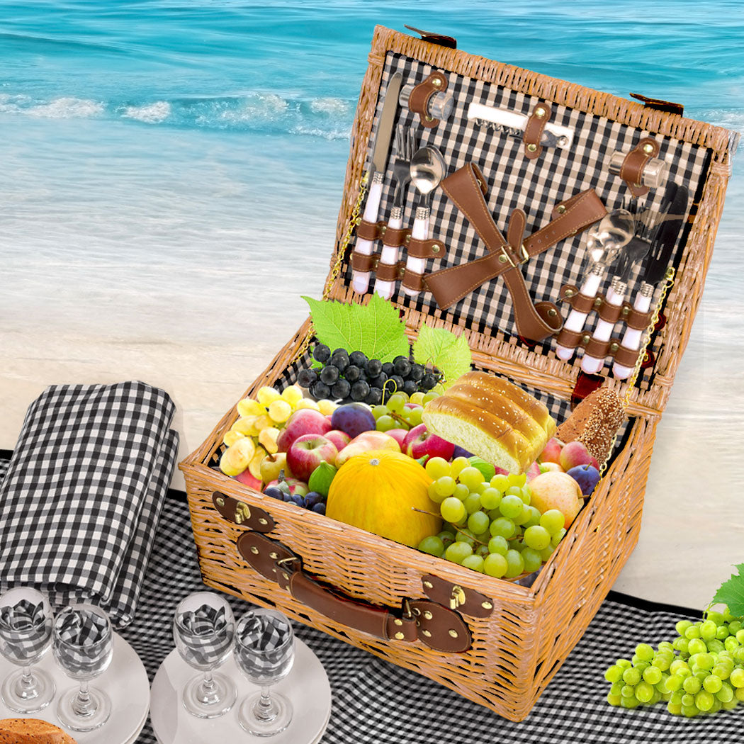 4 Person Picnic Basket Baskets Set Outdoor-2006732947310383110