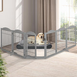 PaWz 6 Panels Pet Dog Playpen Puppy Grey - Rear View