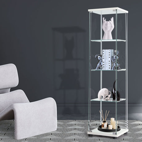 Stacked Display Cabinet Tempered Glass White-2006733283139915782