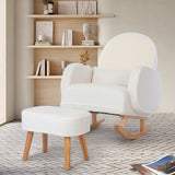 Levede Fleece Rocking Chair with footstool - Rear View