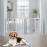 Wooden Pet Gate Dog Fence Retractable White 600x 3MM - Rear View