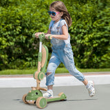BoPeep Foldable Kids Scooter Flip-able Seat Green - Close-Up Angle