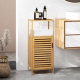 Levede Bathroom Bamboo Storage Cabinet Natural - Close-Up Angle