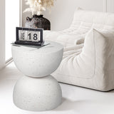 Levede Side Table Terrazzo Coffee Tables Beige - Rear View